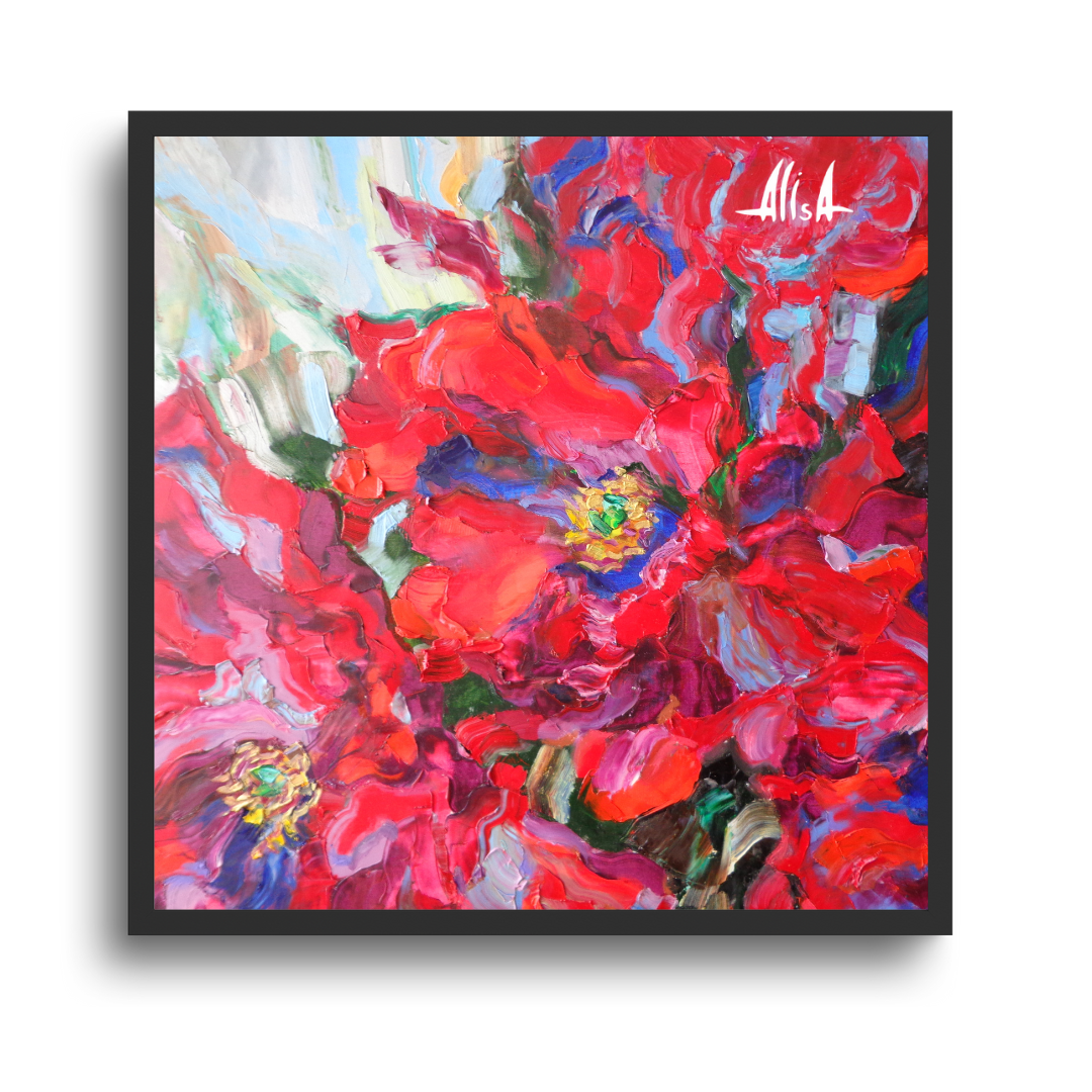 L'ÉCLAT DES PIVOINES ROUGES (2025) - HUILE SUR TOILE