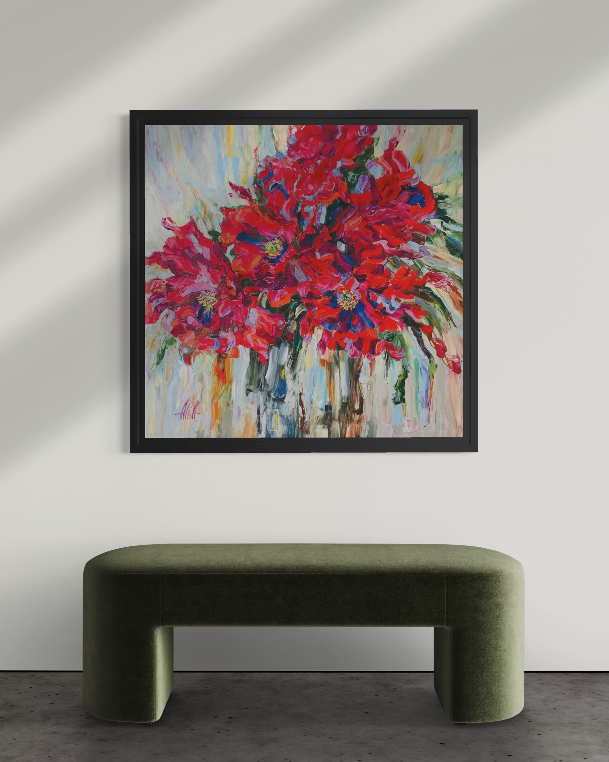 L'ÉCLAT DES PIVOINES ROUGES (2025) - HUILE SUR TOILE